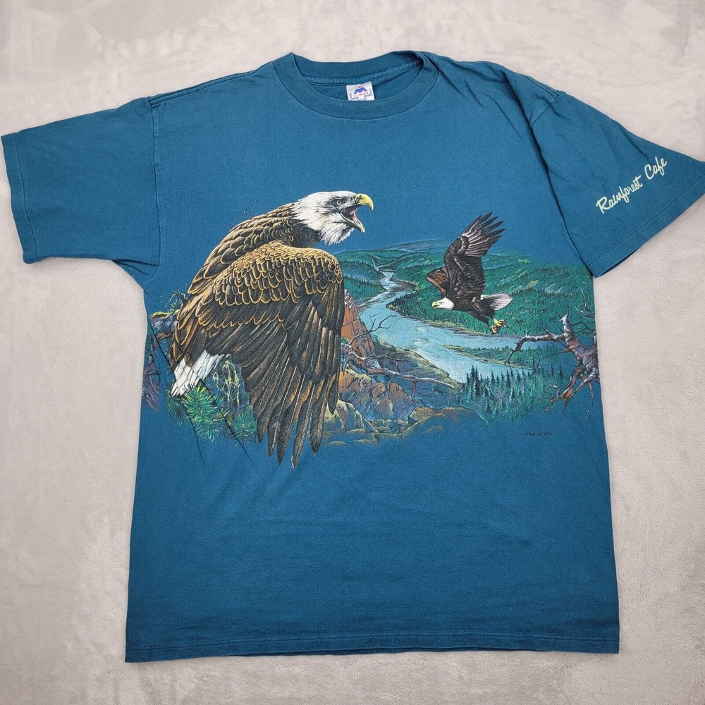 Vintage Habitat Shirt Men XL Single Stitch‎ Rainforest Cafe Eagle Miller Total